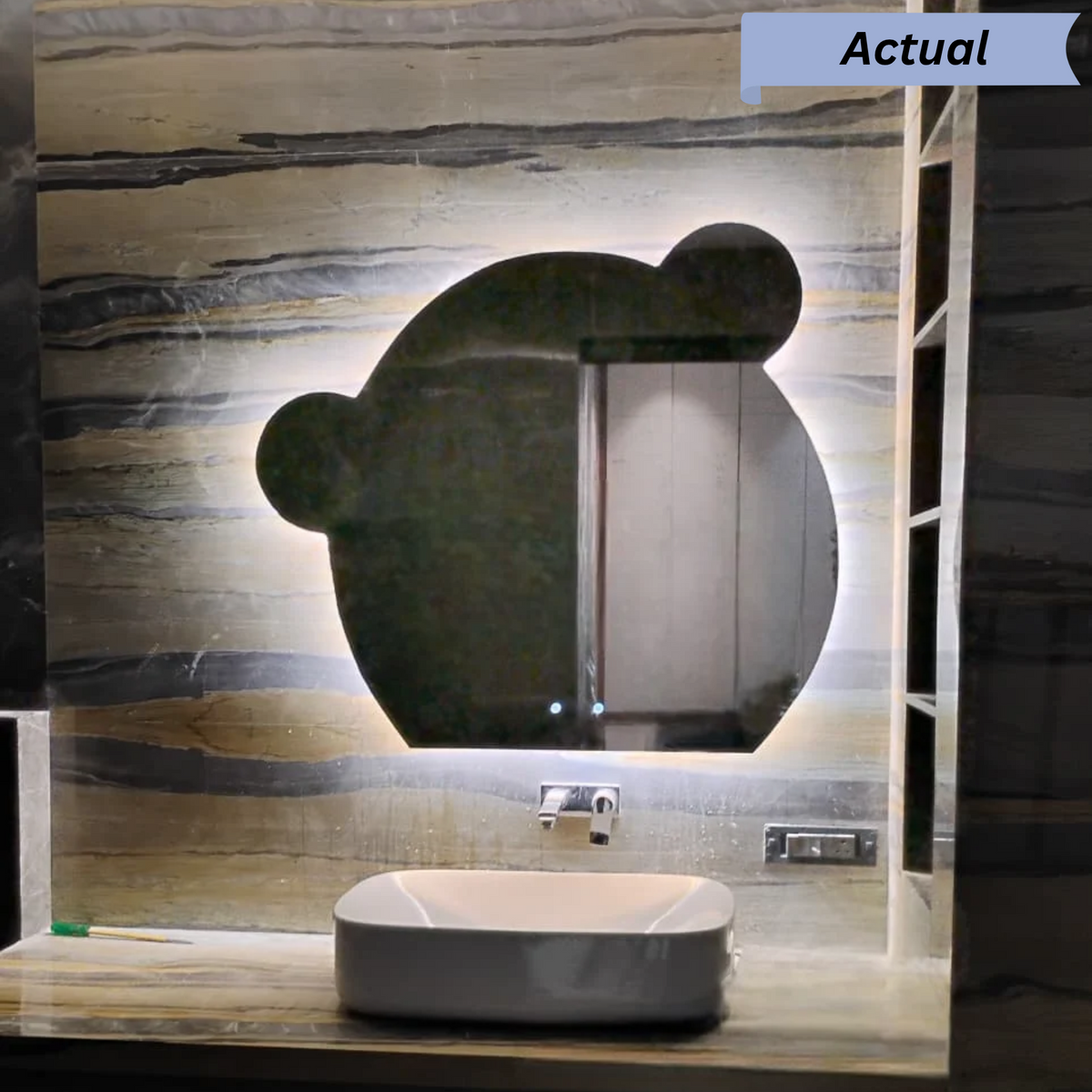 Character-Shaped Frameless LED Wall Mirror