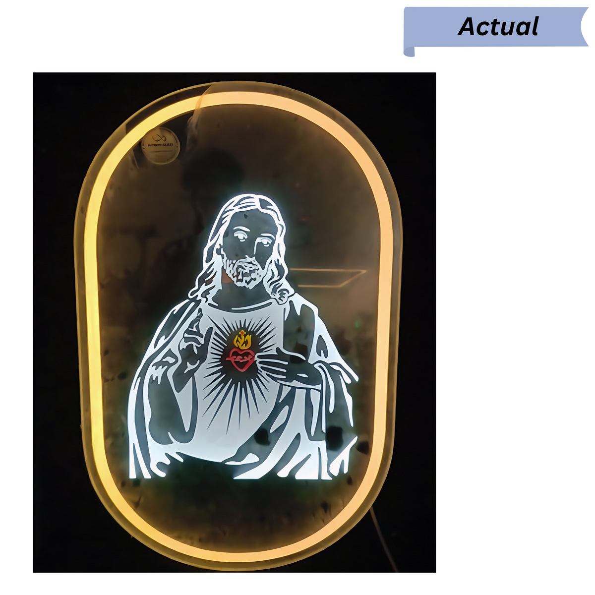 Sacred Heart Jesus Christ LED Oval Wall Mirror