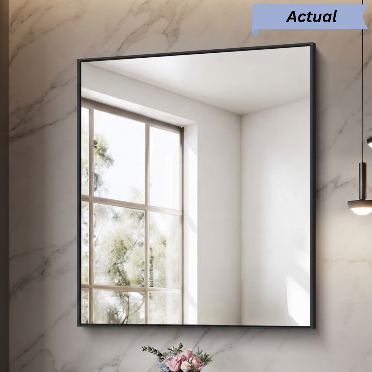 Modern Black-Framed Rectangular Wall Mirror