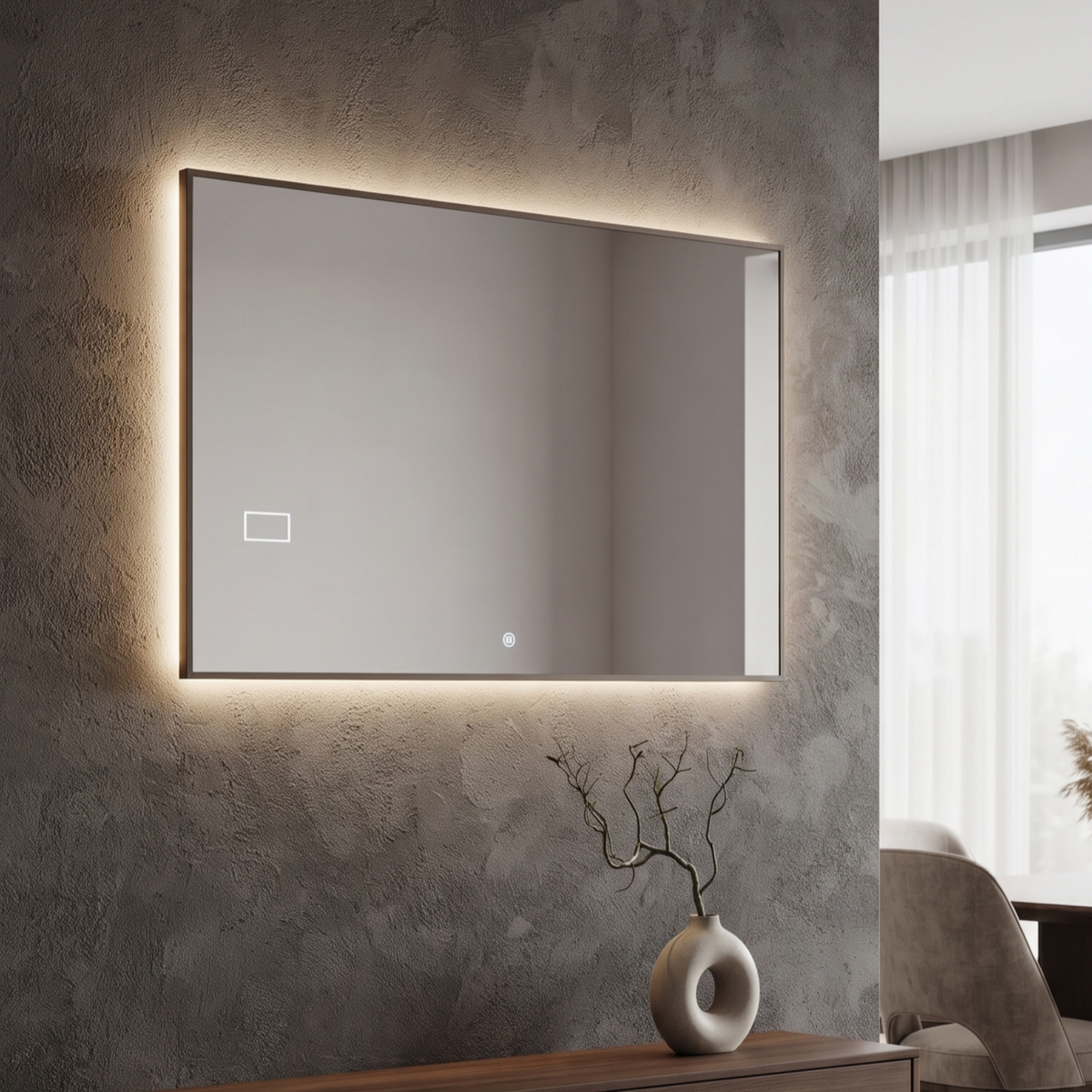 Modern Frameless LED Wall Mirror – Vanity & Bathroom Area