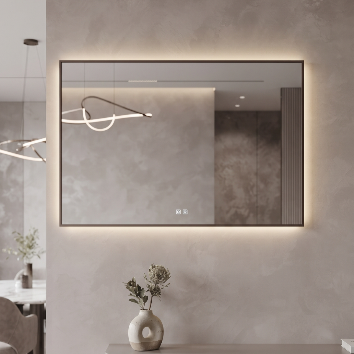 Modern Frameless LED Wall Mirror – Vanity & Bathroom Area