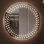 Round Frameless LED Wall Mirror with Star Pattern