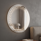 Round Frameless LED Wall Mirror with Star Pattern