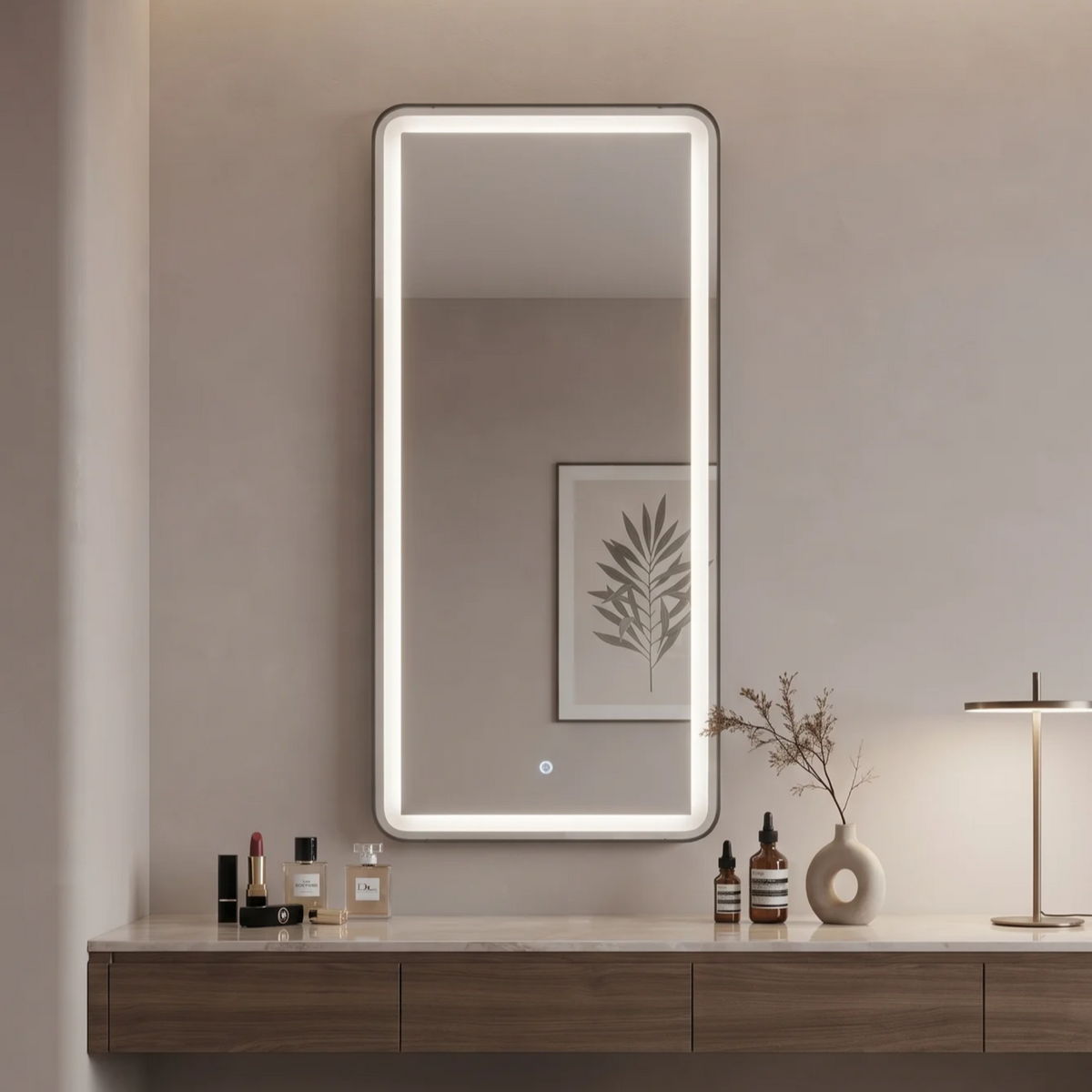 Minimalist Framed LED Wall Mirror – Living Room & Bedroom