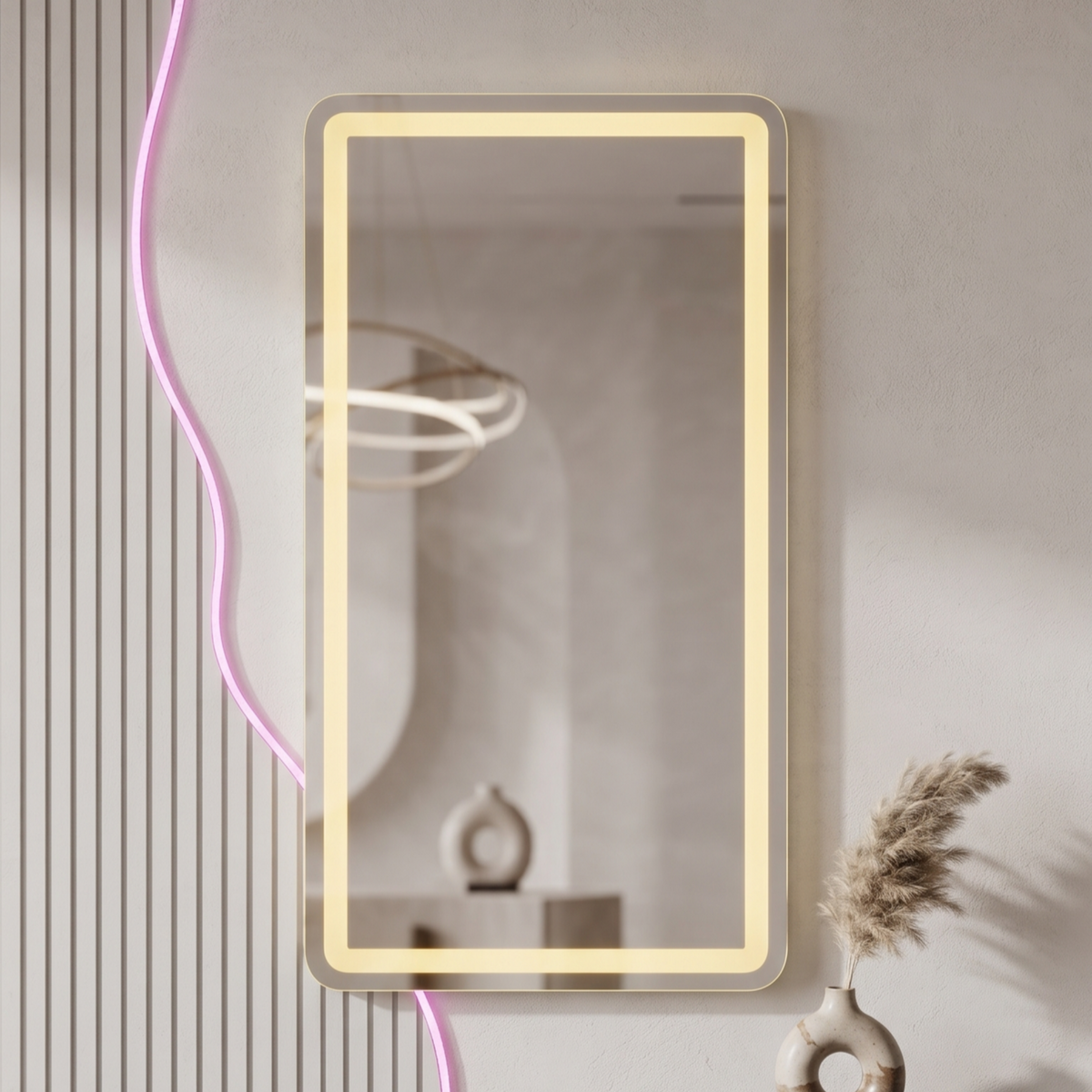 Modern Frameless LED Wall Mirror – Dressing Area and Boutique