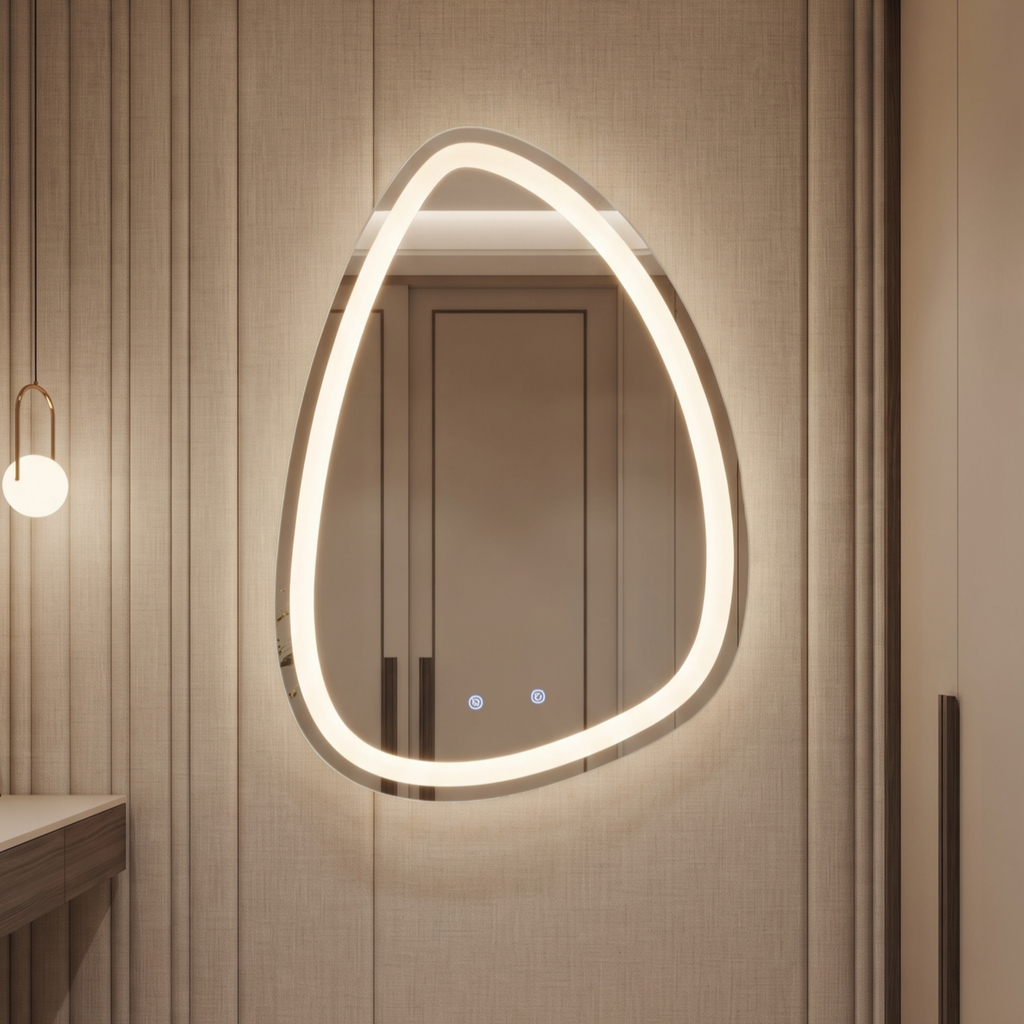 Frameless LED Mirror  Modern Irregular Frameless LED Wall Mirror