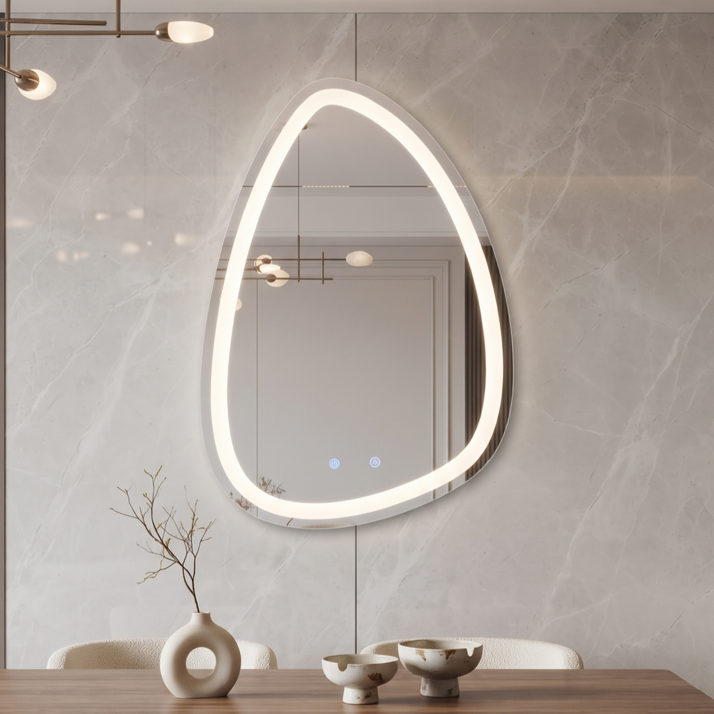 Frameless LED Mirror  Modern Irregular Frameless LED Wall Mirror