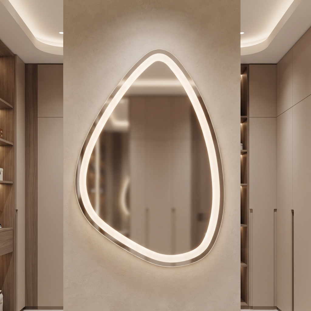 Asymmetric Irregular Frameless LED Wall Mirror