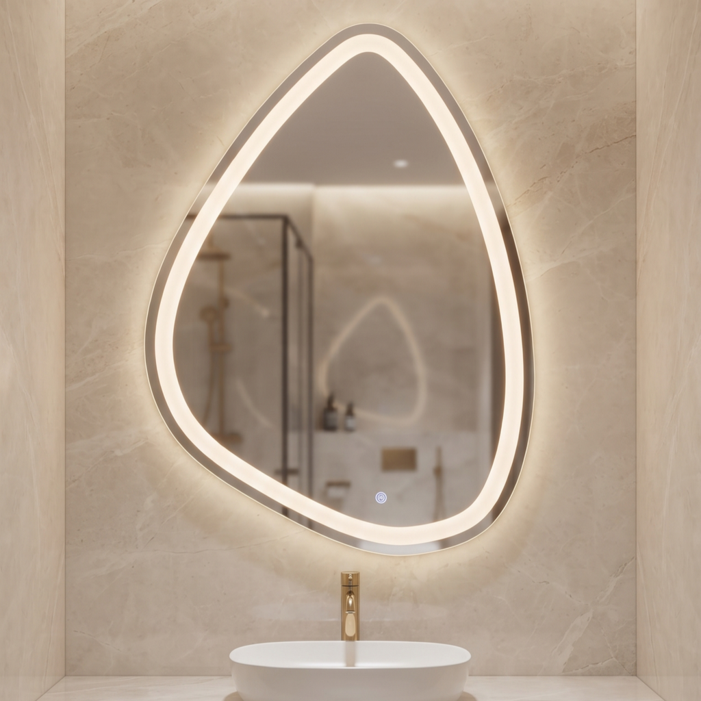 Asymmetric Irregular Frameless LED Wall Mirror
