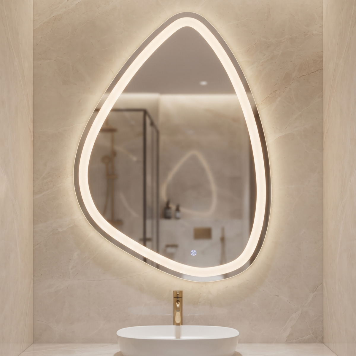 Asymmetric Irregular Frameless LED Wall Mirror