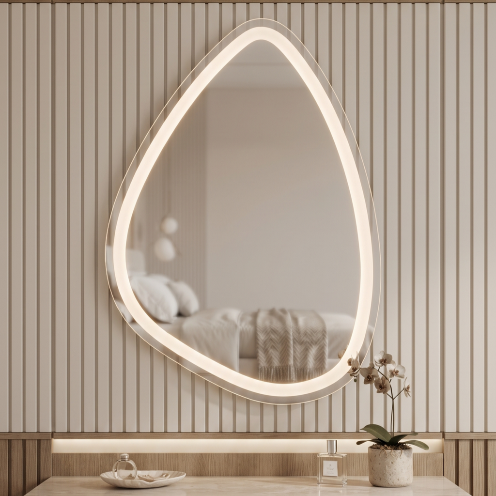 Asymmetric Irregular Frameless LED Wall Mirror
