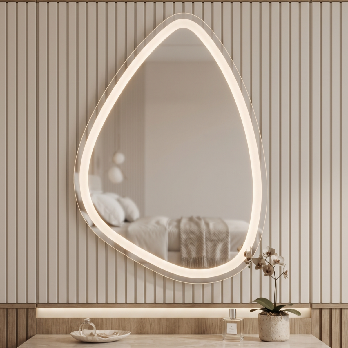 Asymmetric Irregular Frameless LED Wall Mirror