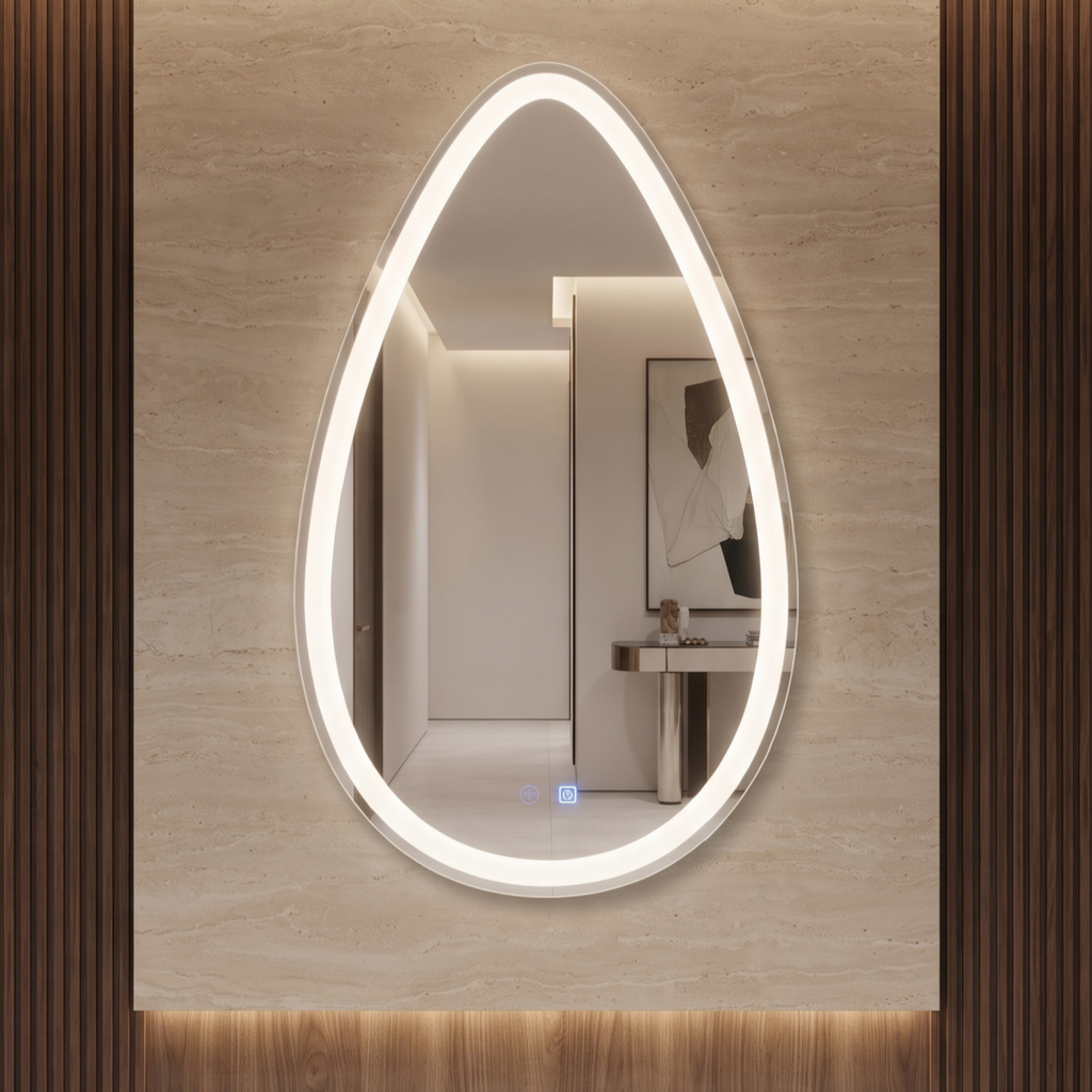 Unique Tear-Drop Frameless LED Wall Mirror