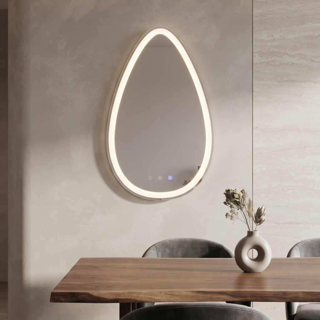 Unique Tear-Drop Frameless LED Wall Mirror