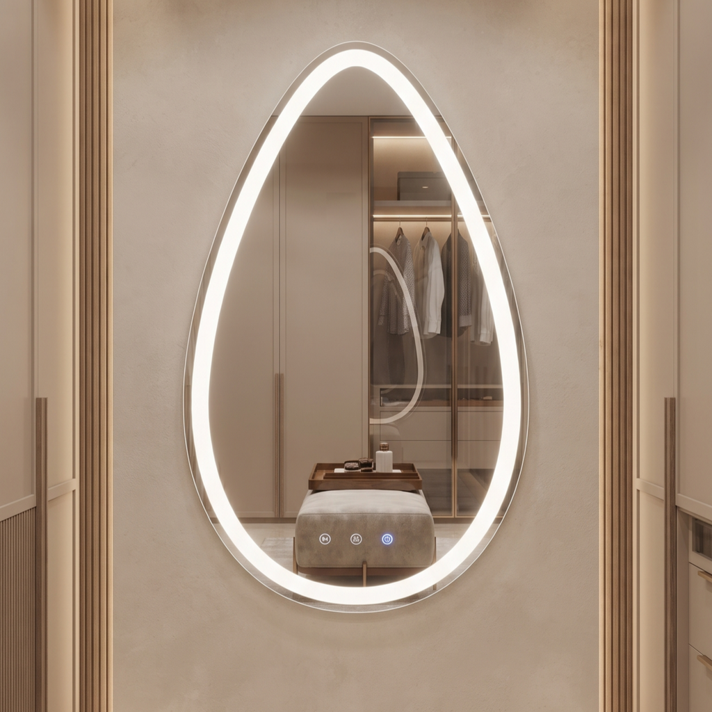Unique Tear-Drop Frameless LED Wall Mirror