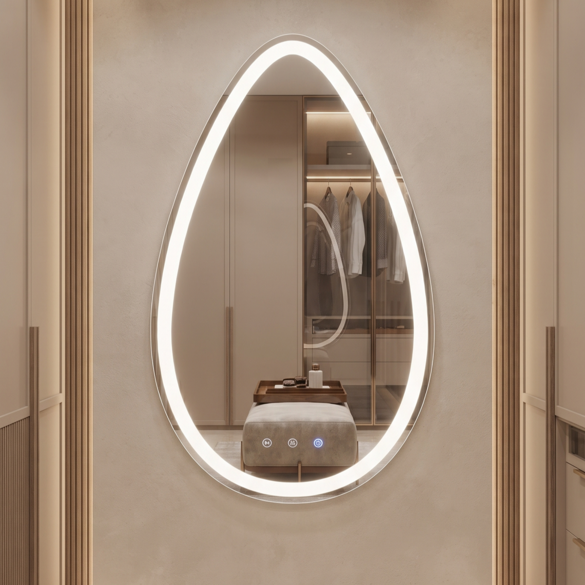 Unique Tear-Drop Frameless LED Wall Mirror
