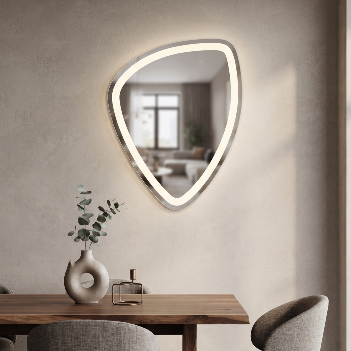 Unique Irregular Frameless LED Wall Mirror