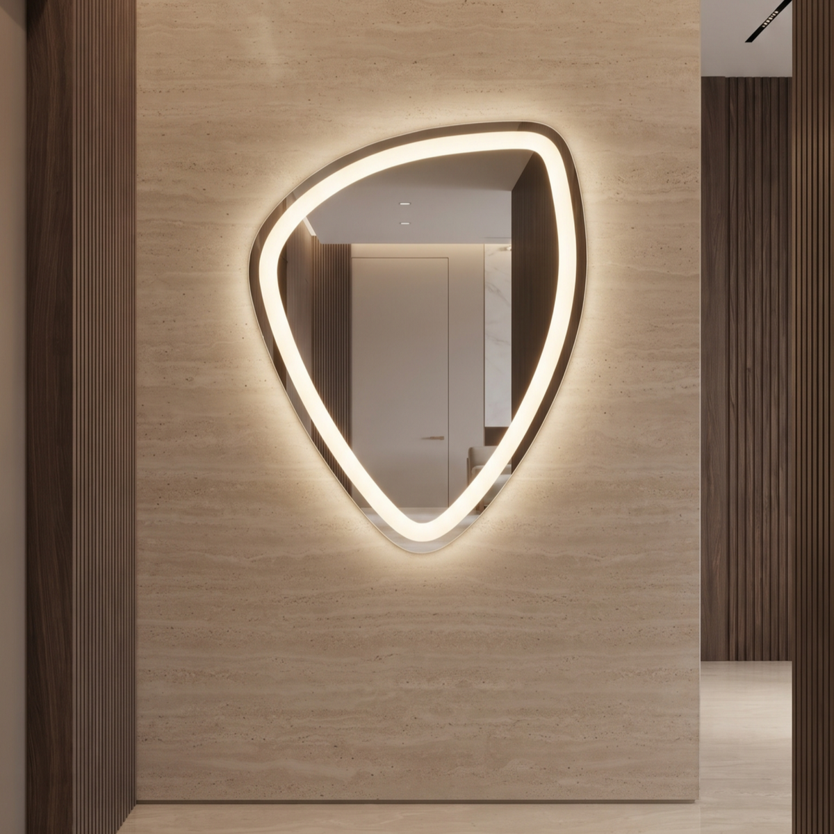 Unique Irregular Frameless LED Wall Mirror