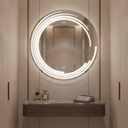 Stylish Illuminated Frameless Round Wall Mirror
