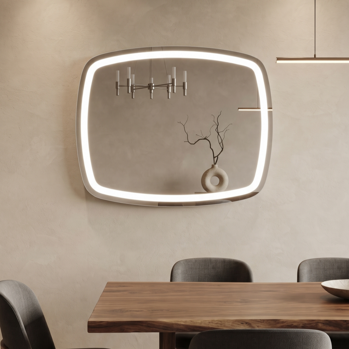 Modern Curved Frameless LED Wall Mirror