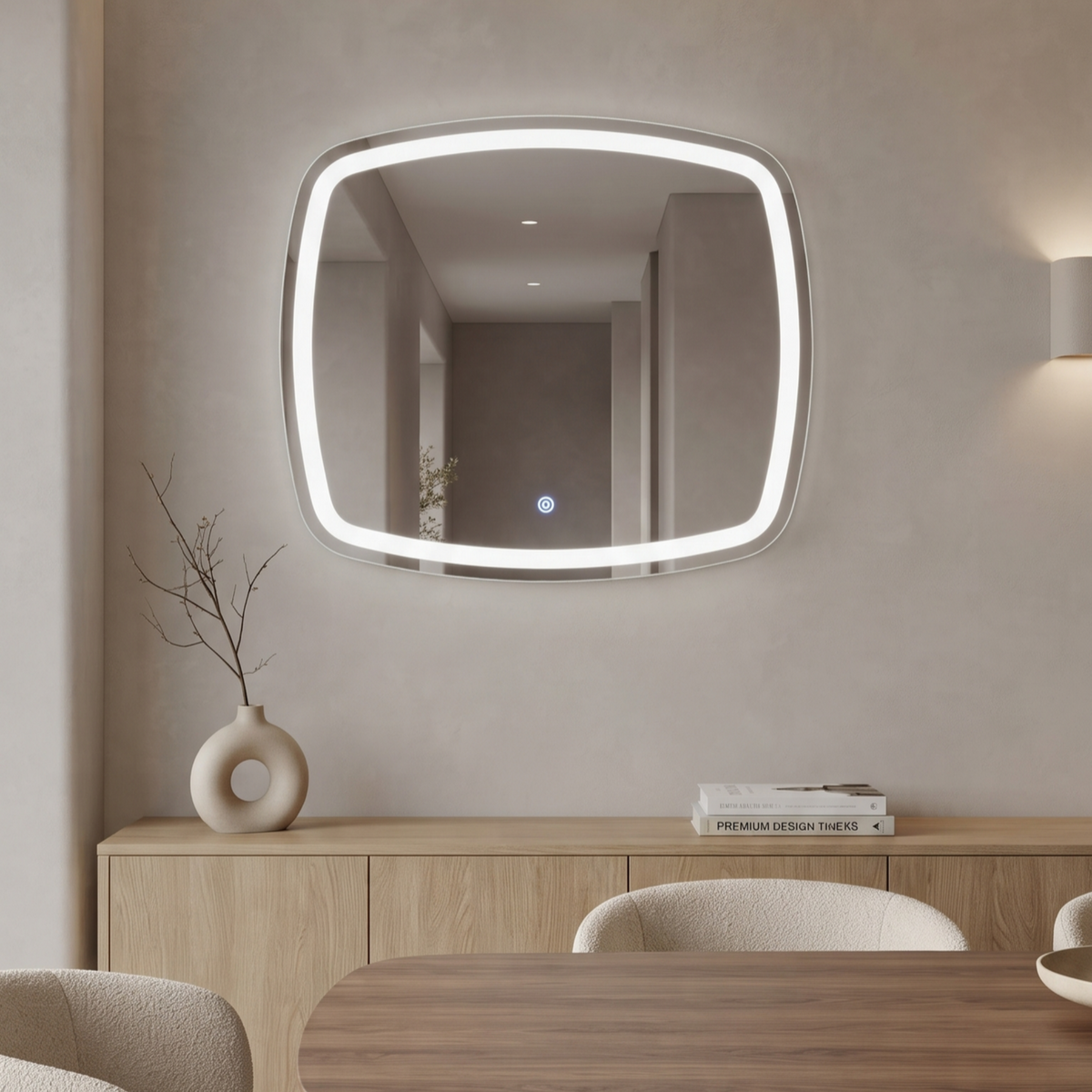 Modern Curved Frameless LED Wall Mirror