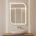 Modern Curved Frameless LED Wall Mirror – Vanity & Home Decor