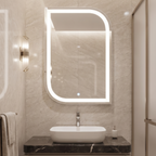 Modern Curved Frameless LED Wall Mirror – Vanity & Home Decor