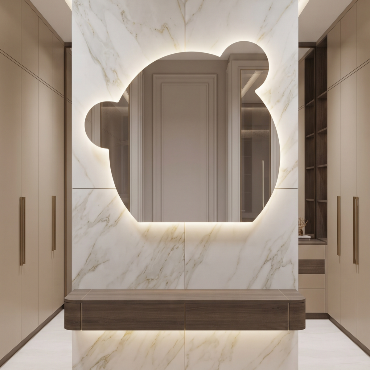 Character-Shaped Frameless LED Wall Mirror