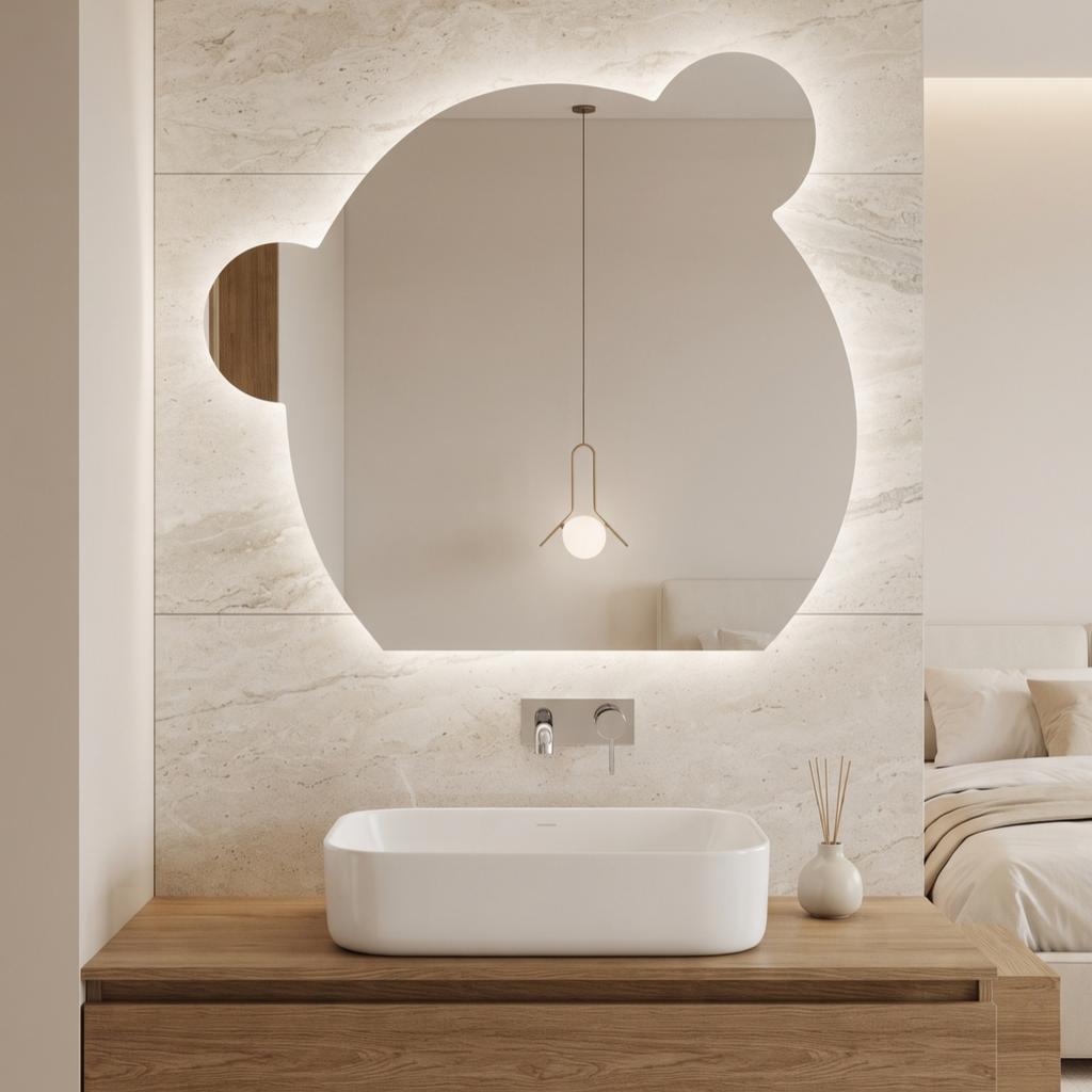 Character-Shaped Frameless LED Wall Mirror