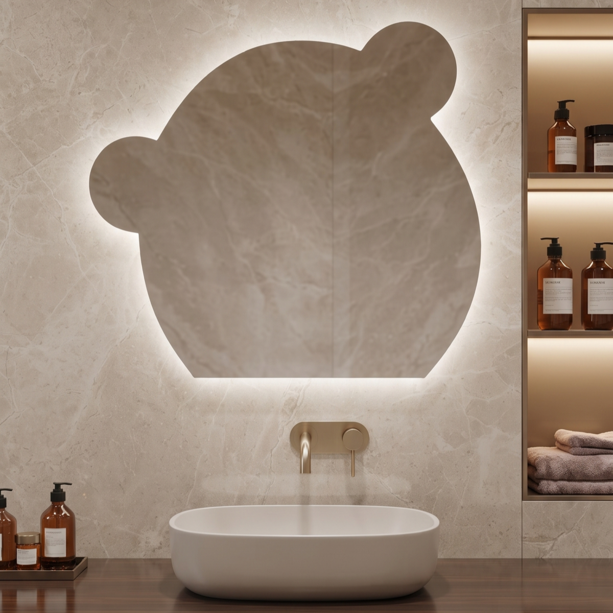Character-Shaped Frameless LED Wall Mirror