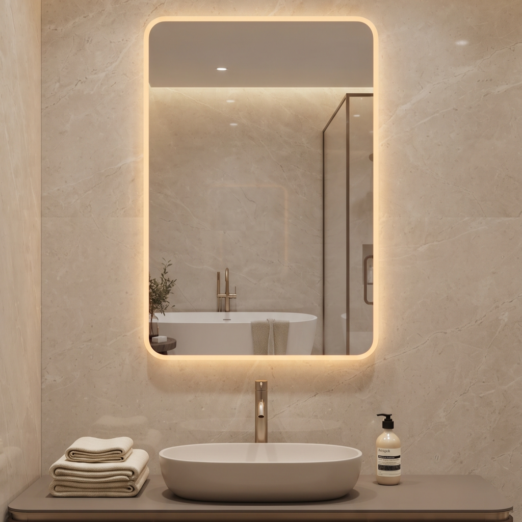 Modern Rectangular Frameless LED Wall Mirror