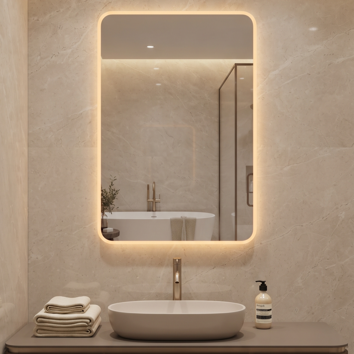 Modern Rectangular Frameless LED Wall Mirror