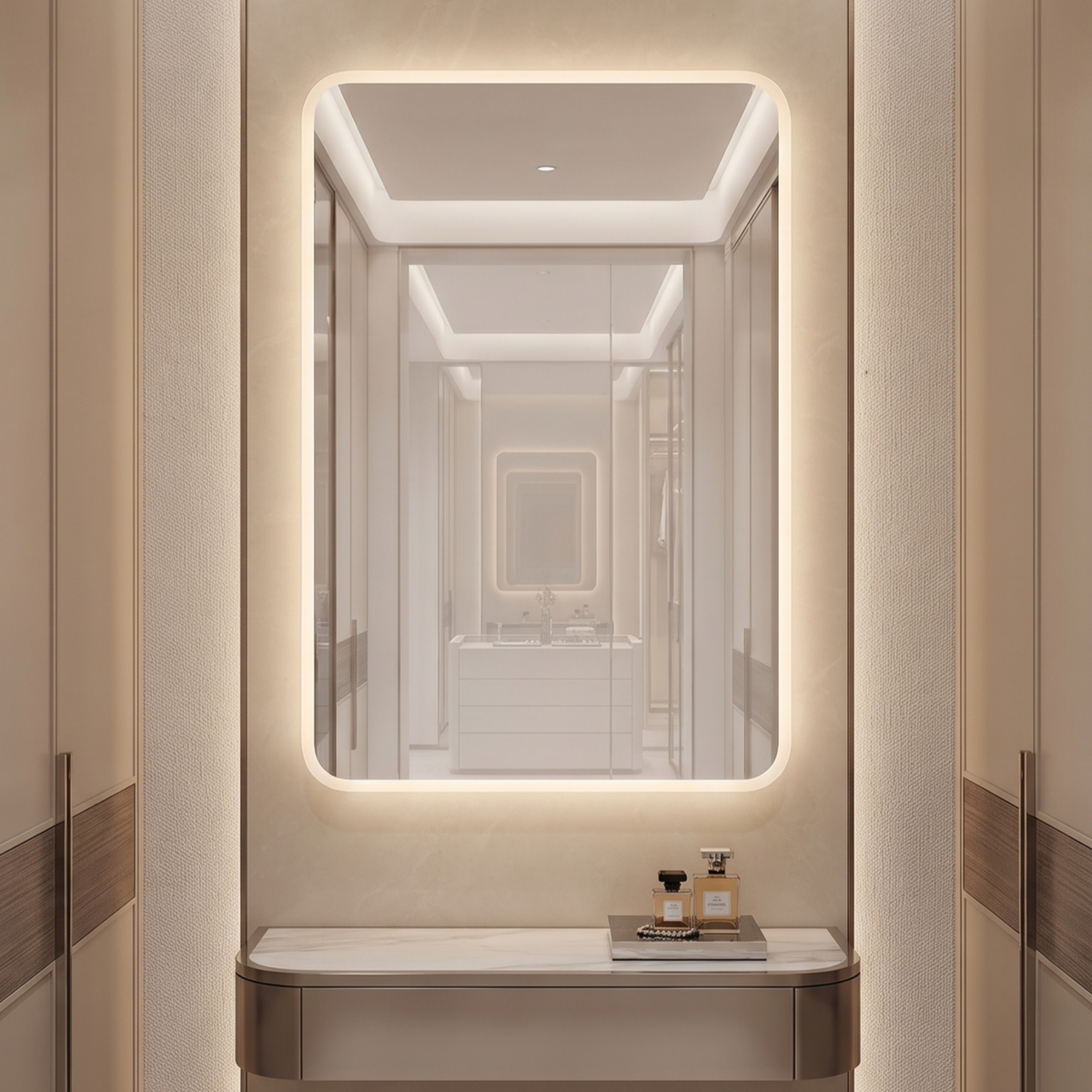 Modern Rectangular Frameless LED Wall Mirror