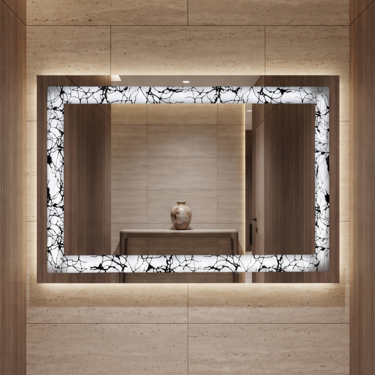 Modern Rectangular Frameless LED Decorative Wall Mirror