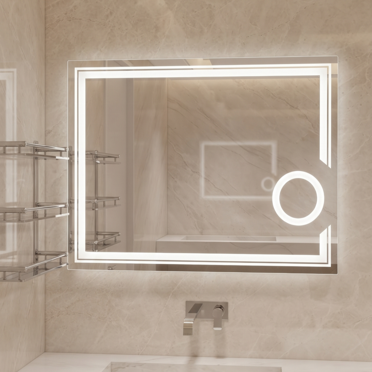 Modern Rectangular Frameless LED Illuminated Wall Mirror