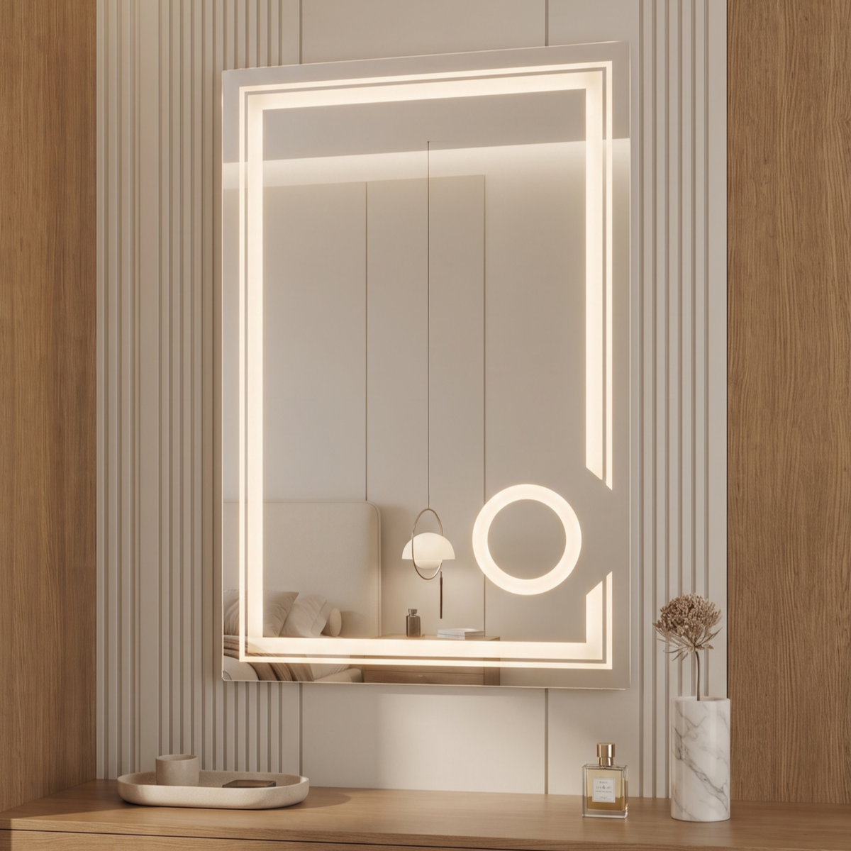 Modern Rectangular Frameless LED Illuminated Wall Mirror