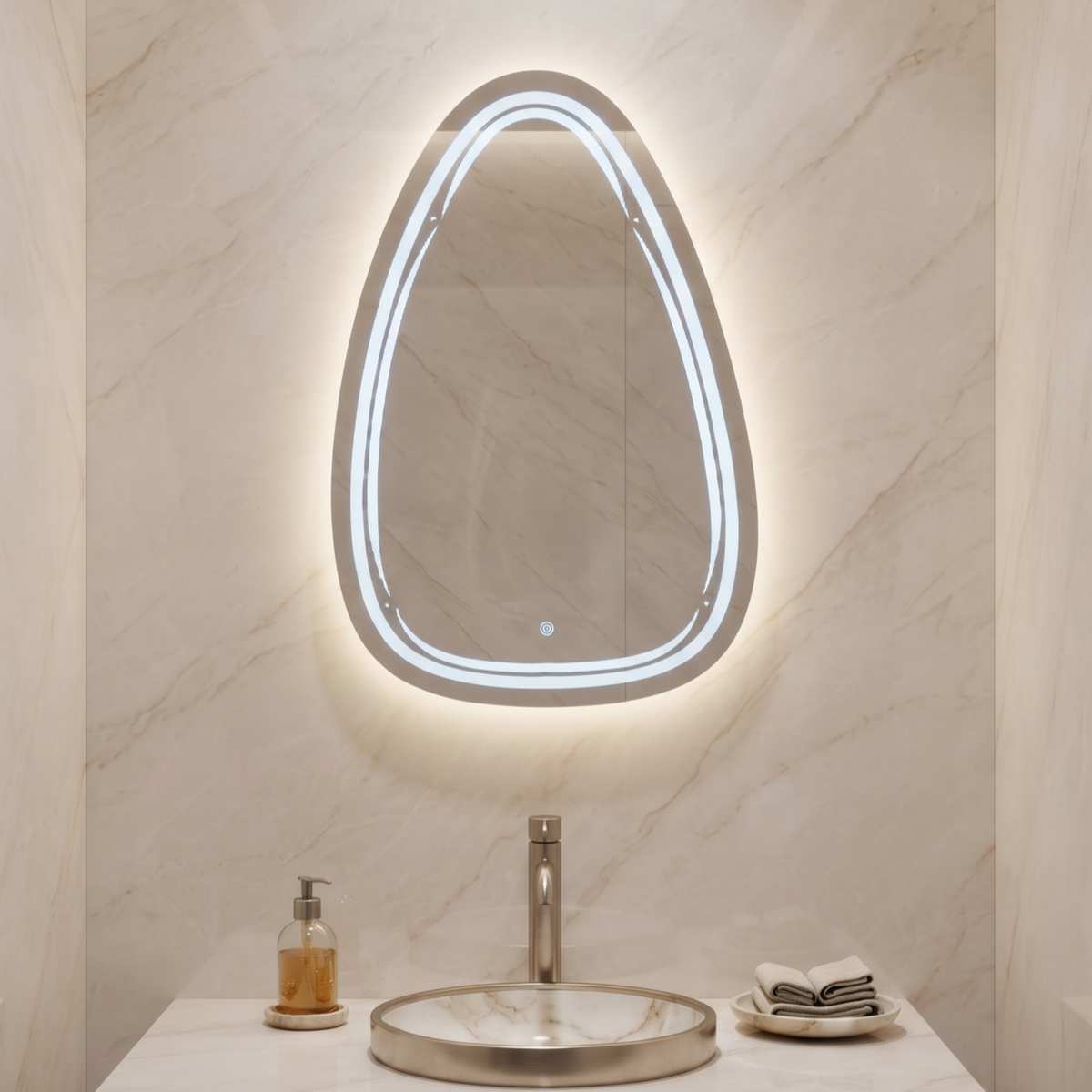 Modern Teardrop Frameless LED Wall Mirror