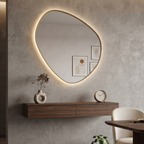 Modern Asymmetrical Frameless LED Wall Mirror – Dressing Area & Bedroom