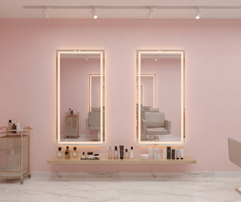 Modern LED Rectangular Salon Mirror