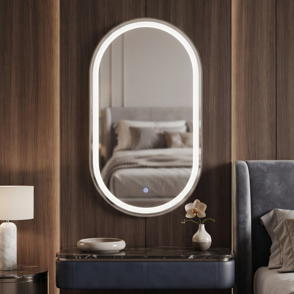 Framed LED Mirror with front light Illumination – Modern Gold Finish