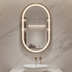 Framed LED Mirror with front light Illumination – Modern Gold Finish