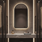 Arched Framed LED Mirror with Backlit Illumination – Modern Interior Design