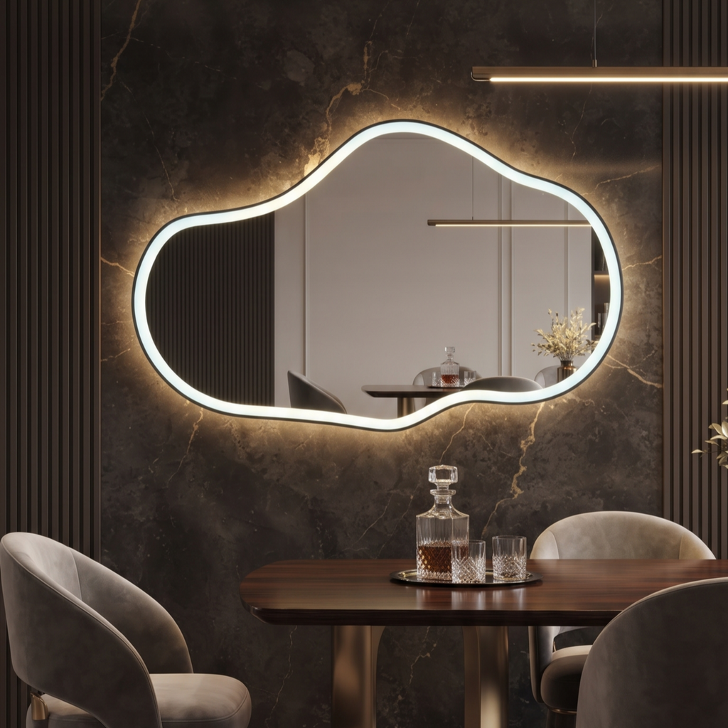 Irregular Framed LED Mirror  – Modern Interior Design