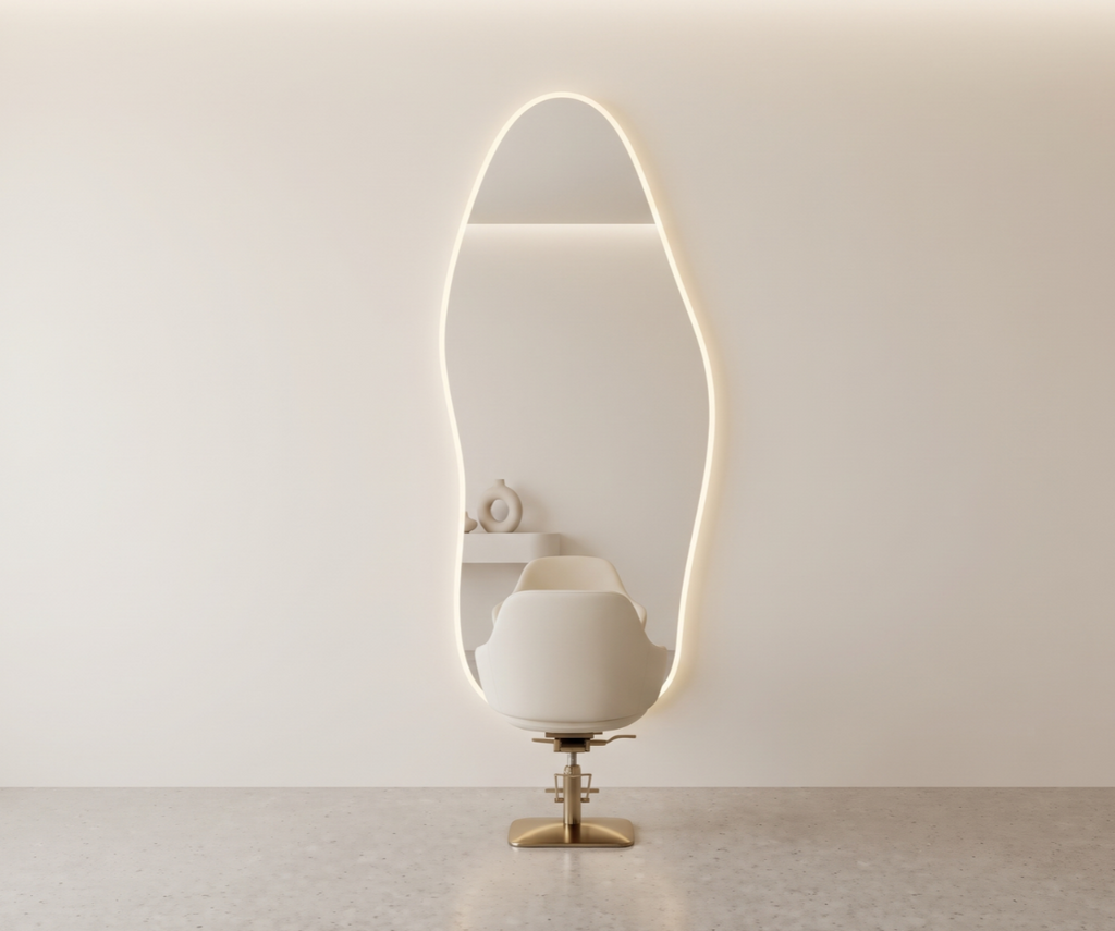 Modern Organic Wavy LED Salon Mirror
