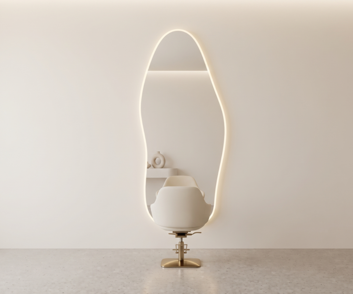 Modern Organic Wavy LED Salon Mirror