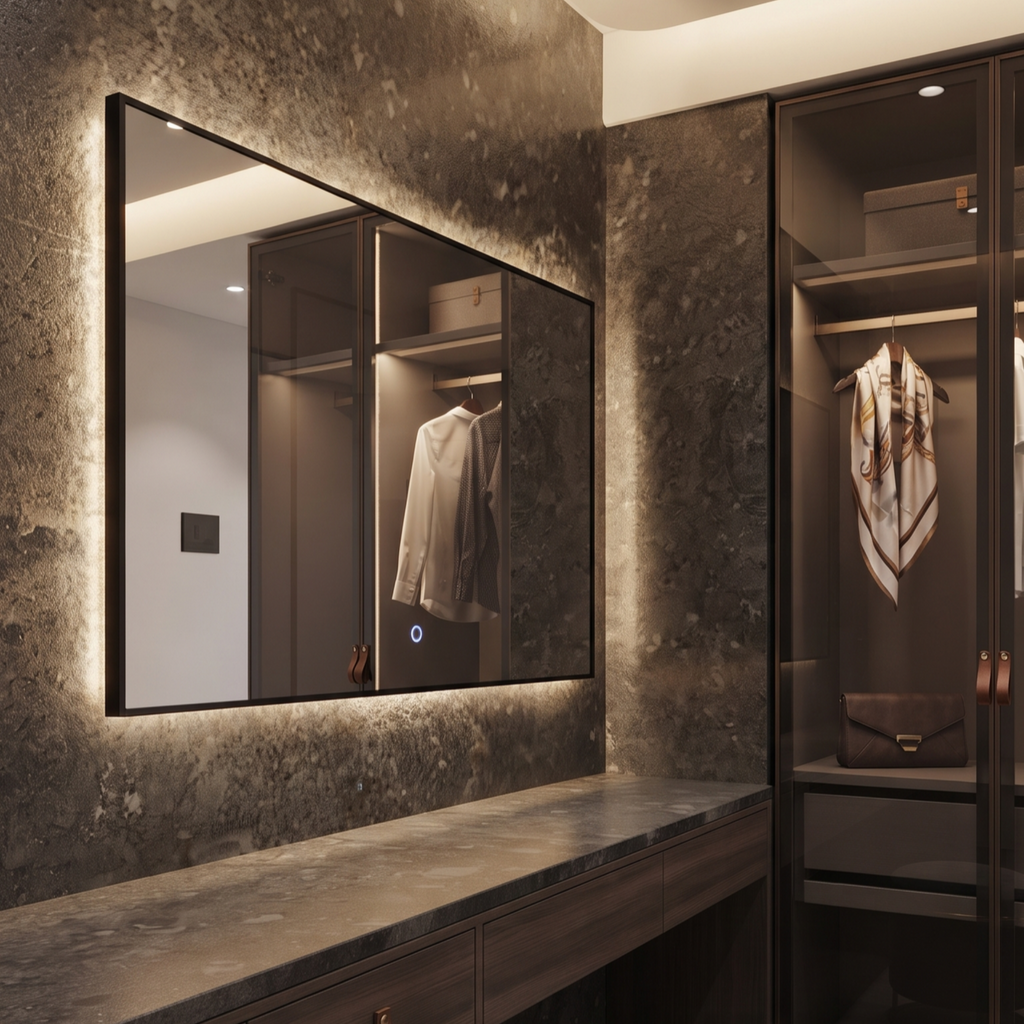 Rectangular Framed LED Mirror with Touch Control