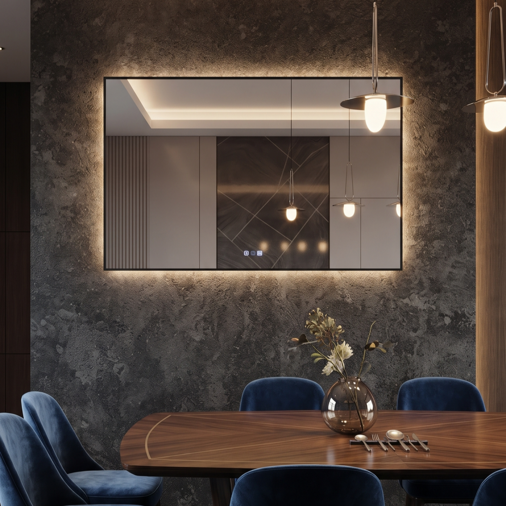 Rectangular Framed LED Mirror with Touch Control
