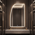 Asymmetric Framed LED Mirror with Backlit Illumination