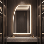 Asymmetric Framed LED Mirror with Backlit Illumination