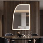 Asymmetric Framed LED Mirror with Backlit Illumination